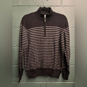 L.L. Bean Black and Gray Striped Zip Up Sweater
